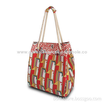 Canvas Shopping Bag with Big Cotton Cord Handle, Full Printed Design, OEM and ODM Orders Welcomed